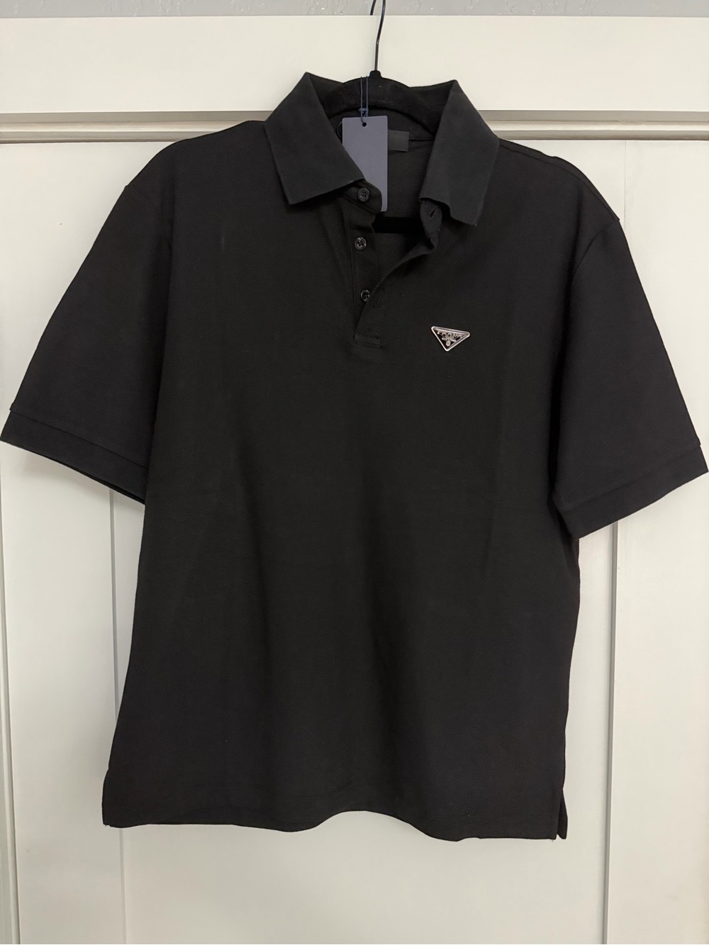 Prada Pique Men's Black Logo Polo Shirt